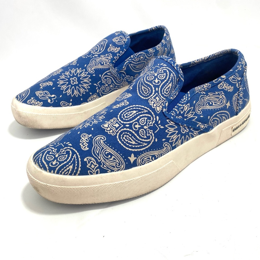 Sun + Stone Men’s Paisley Print Blue Slip On Sneakers 7.5 M Casual Beach Shoes